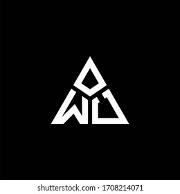Logotipo monogramo WU con forma de 3 piezas aislada en plantilla de diseño triangular