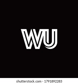 WU monogram logo with abstract line design template
