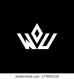 logotipo de monograma de WU con forma de corona plantilla de diseño de estilo de lujo