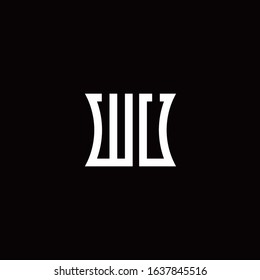 WU monogram logo with curved side style design template