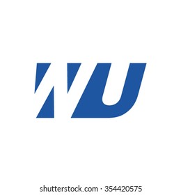 WU negative space letter logo blue