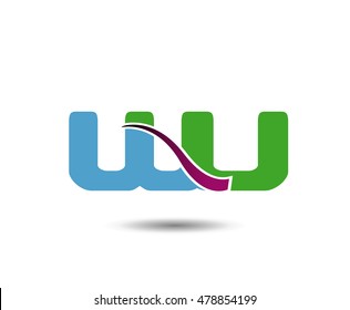 WU negative space letter logo
