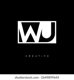 Monograma de espaço negativo WU - Logotipo de marca de letra preto e branco minimalista para branding criativo, identidade de moda e conceitos de design modernos
