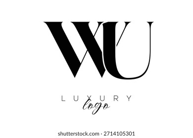 WU Serif Letter Monogram Typography Logo para una identidad de marca elegante de Premium