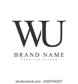 WU trendy logotype template. Initial letter w and u classic font style. Creative logo for company name or identity. Vector illustration.