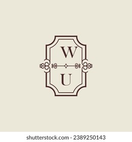 Logotipo inicial de la boda vintage de WU en un diseño profesional de alta calidad que se imprimirá en cualquier medio impreso