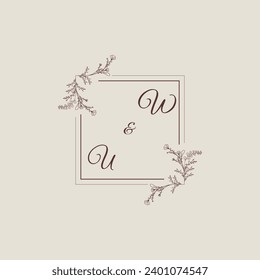 Monograma cuadrado de línea de boda de la WU con diseño profesional de alta calidad que se imprimirá bien