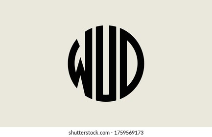 Plantilla de logotipo de marca vectorial de la letra monográfica de WUD Circle Emblem Resumen