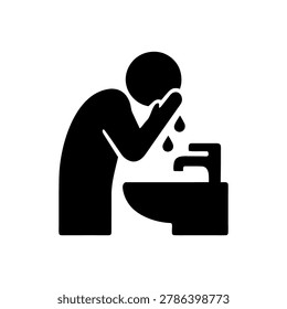 Wudu Face Washing Icon Icon Isolated On White Background
