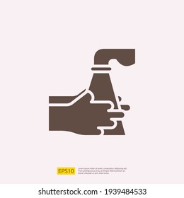 wudu wash Hands ablution silhouette glyph solid Icon for Muslim and Ramadan theme concept. Vector illustration