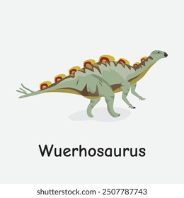 Wuerhosaurus Dinosaur Vector Illustration with Stegosaur Features