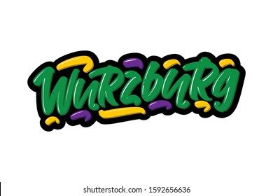 Wuerzburg lettering text. Vector illustration logo text for webpage, print and advertising.