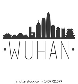 Wuhan China. City Skyline. Silhouette City. Design Vector. Famous Monuments.