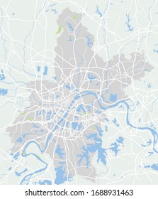 Wuhan China. Vector city map