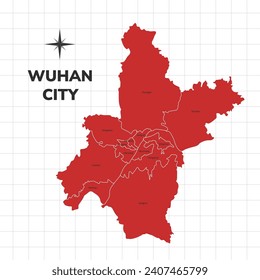 Wuhan City map illustration. Map of the City in China