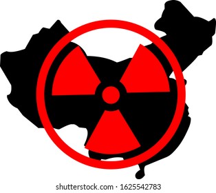 Wuhan corona virus outbreak logo or icon with hazard and china map