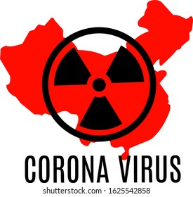 Wuhan corona virus outbreak logo or icon with hazard and china map