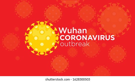 wuhan corona virus outbreak strain model Novel coronavirus 2019-nCoV with text Wuhan coronavirus outbreak on red background flat style illustration 