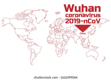 Wuhan coronavirus 2019-nCoV concept. Chinese virus. Template for background, banner, poster with text inscription. Vector EPS10 illustration