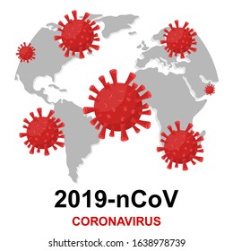 Wuhan coronavirus 2019-nCoV concept. Dangerous chinese nCoV coronavirus. Vector illustration for blog posts, news, articles about 2019-nCoV virus spreading worldwide from Chinese city Wuhan.