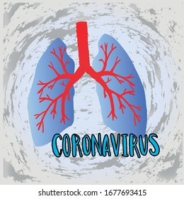 Wuhan coronavirus 2019-nCoV concept. Vector illustration with handdrawn lettering "Coronavirus". Template for posters, banners, advertising.