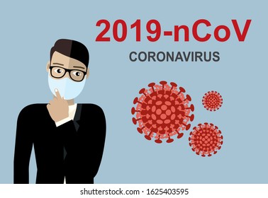 Wuhan coronavirus 2019-nCoV concept.Dangerous chinese nCoV coronavirus, SARS pandemic risk alert. Chinese virus. Vector illustration