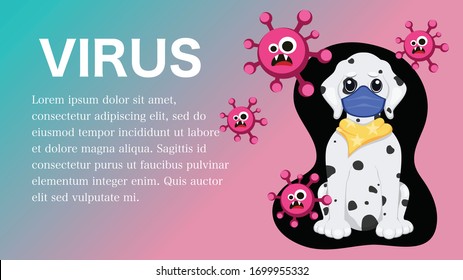 Wuhan coronavirus 2019-nCoV. Stop corona virus. Cute Character Cartoon Little Dog wearing a mask for protection from Coronavirus (COVID-19).Virus protection using medical masks vector