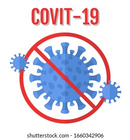 Wuhan coronavirus covit 19 related , dangerous bacteria spread in china and these bacteria dangerous for health of humans and animals with forbidden or warning sign vectors illustration in flat style