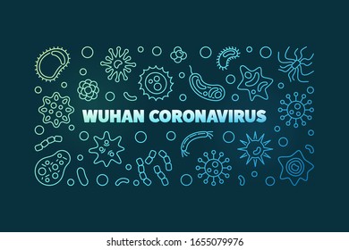 Wuhan Coronavirus vector concept outline colored banner on dark background