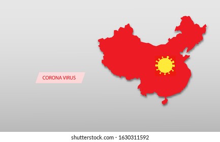 Wuhan influenza virus attack vector with China map background.