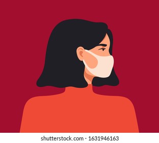 Wuhan Novel coronavirus 2019. Young asian woman wears a breathing mask to protect against coronavirus and air pollution. The concept of preventing the spread of viral infectious diseases.