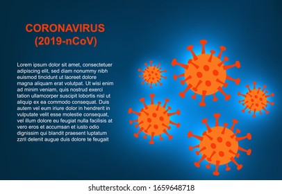 Wuhan novel respiratory coronavirus 2019 isolated on blue background. Stop  2019-nCoV virus. COVID-2019  disease outbreak. Prevent dangerous Cov infection. Vector antiviral vaccine illustration.