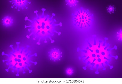 Wuhan novel respiratory coronavirus 2019 isolated on purple background. Stop  2019-nCoV virus. COVID-2019  disease outbreak. Prevent dangerous Cov infection. Vector antiviral vaccine illustration.