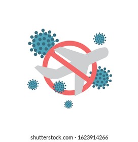 Wuhan travel ban due to Coronavirus CoV spread around the world. Awareness campaign banner. Health and medicine concept. Flat vector illustration.