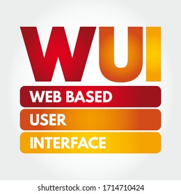 WUI Web Based User Interface - Allows The User To Interact With Content Or Software Running On A Remote Server Through A Web Browser, Acronym Text Concept Background