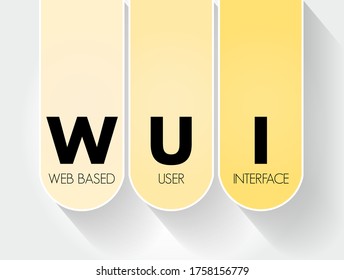 WUI Web Based User Interface - Allows The User To Interact With Content Or Software Running On A Remote Server Through A Web Browser, Acronym Text Concept Background