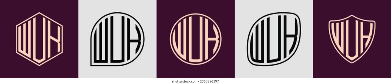 WUK modern initial monogram logo design vector. It will be suitable for which company or brand name start those initial.
