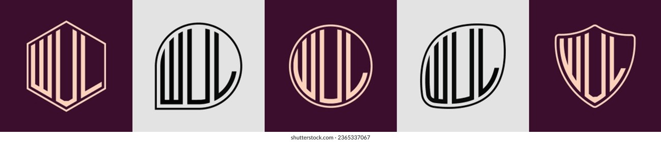 WUL modern initial monogram logo design vector. It will be suitable for which company or brand name start those initial.
