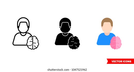 Wunderkind smartass icon of 3 types: color, black and white, outline. Isolated vector sign symbol.