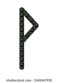 Wunjo. Ancient Scandinavian runes Futhark. Used in magical scripts, amulets, fortune telling. Scandinavian and Germanic writing. White background