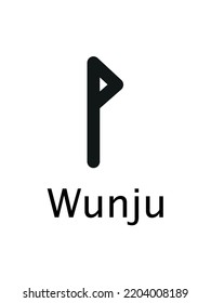 Wunju Of Runes Alphabet, Futhark. Writing Ancient Germans. Vector Mystical Symbols. 
Esoteric, Occult, Magic Illustration For Tattoos.
