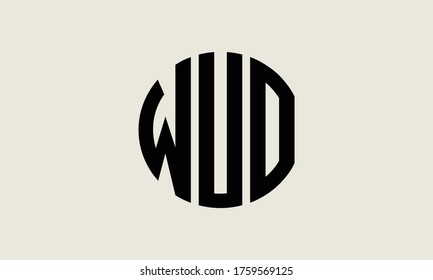 Plantilla de logotipo de marca vectorial de la letra monográfica de WUO Circle Emblem Resumen