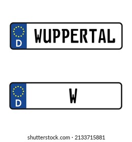 Wuppertal Car License Plate - Vehicle registration plates of Germany