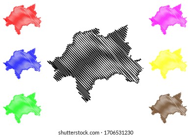 Wuppertal City (Federal Republic of Germany, North Rhine-Westphalia) map vector illustration, scribble sketch City of Wuppertal map