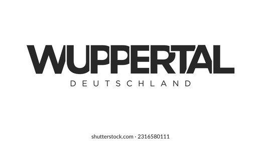 Wuppertal Deutschland, modern and creative vector illustration design featuring the city of Germany as a graphic symbol and text element, set against a white background