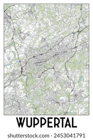 Wuppertal Germany mapa poster art