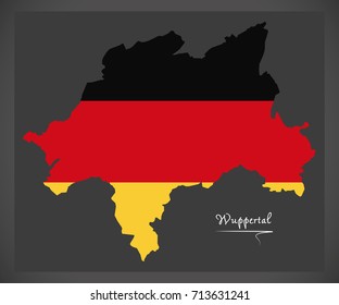 Wuppertal map with German national flag illustration