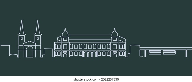 Wuppertal Single Line Skyline Profile