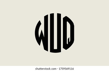 WUQ Circle Emblem Abstract Monogram Letter Mark Vector Logo Template