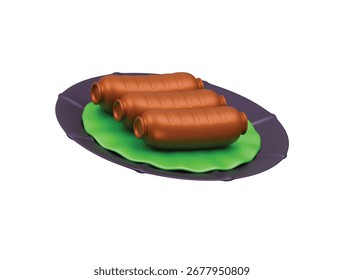 Wurstplatte Symbol 3D-Illustration Render